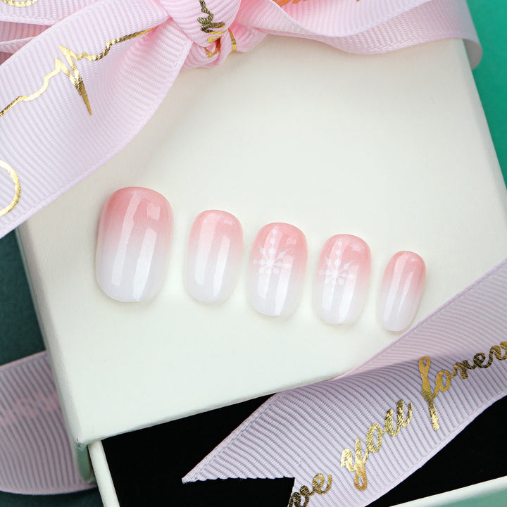 Artful Nail Extensions with Glitter and Snowflake Design Bowlift