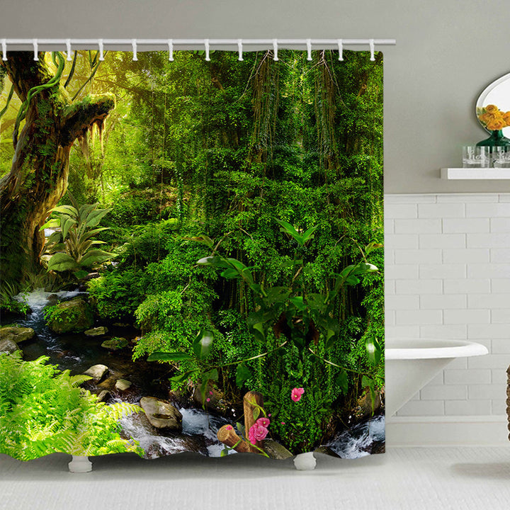 Scenic Garden Print Shower Curtain Bowlift