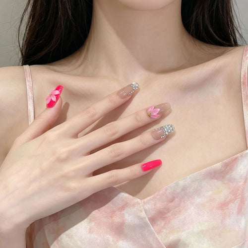 Decorative Floral Press-On Nail Art Set Bowlift 1788224002