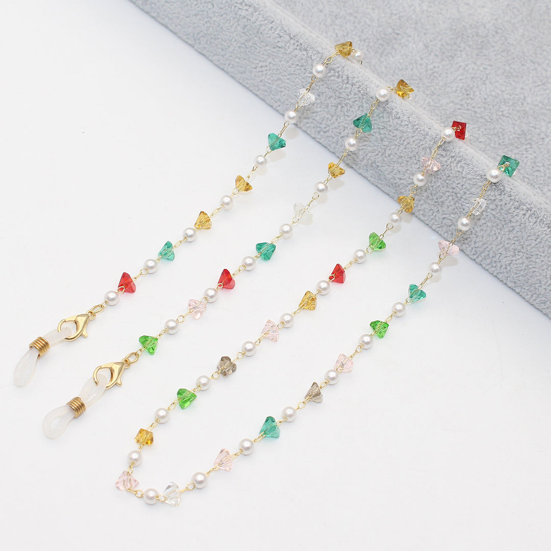 Stylish Pearl and Crystal Eyewear Chain Bowlift