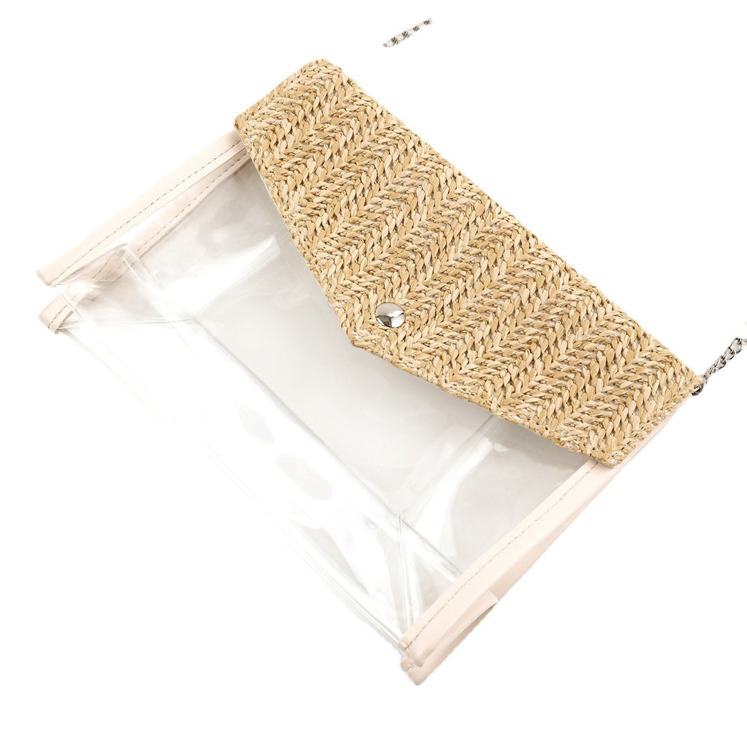 Elegant and Stylish Shoulder Bag Made of Spacious Transparent Material with Woven Lid Bowlift