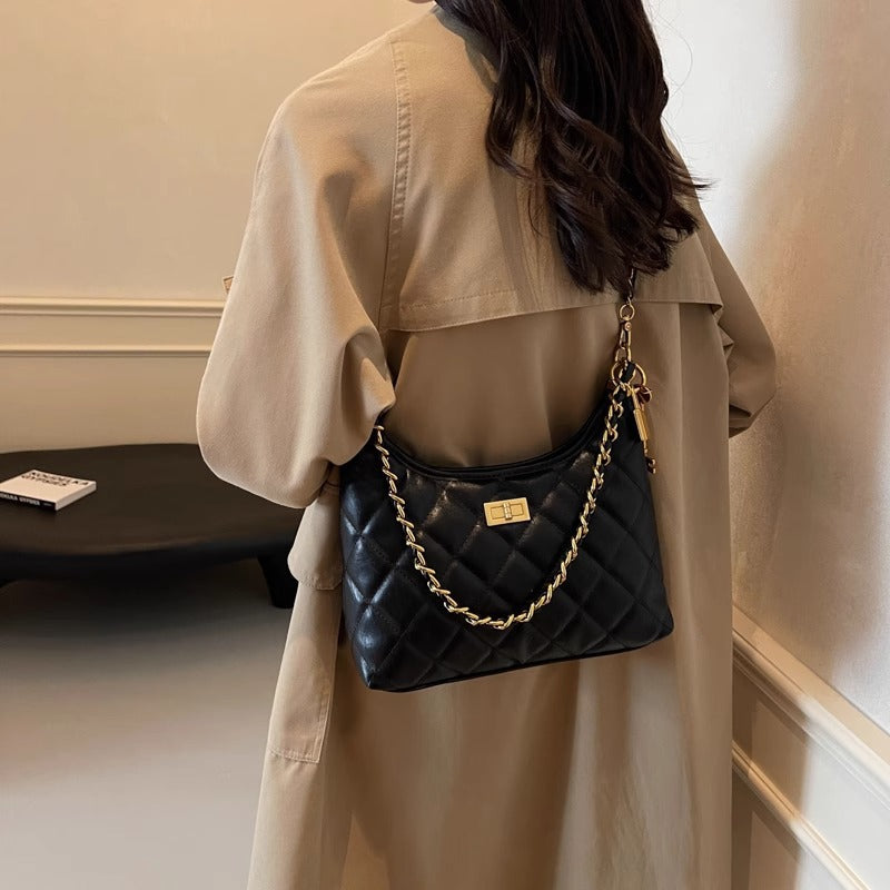 Quilted Chain-Detail Shoulder Bag Bowlift