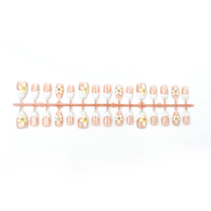 Acrylic nail set with elegant floral design Bowlift