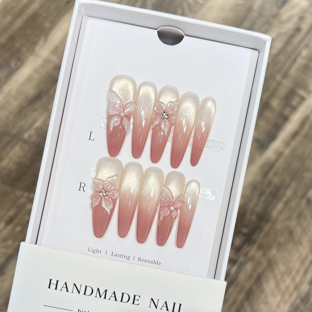 Floral Art Stiletto Press-On Nail Set Bowlift