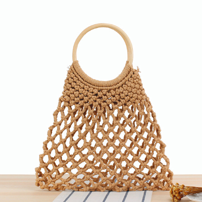 Handbag with Artistic Net Design Bowlift