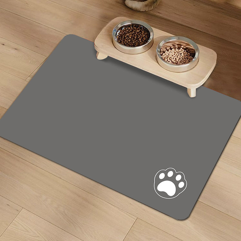 Non-Slip Waterproof Pet Feeding Mat with Raised Edge and Cat Silhouette Bowlift