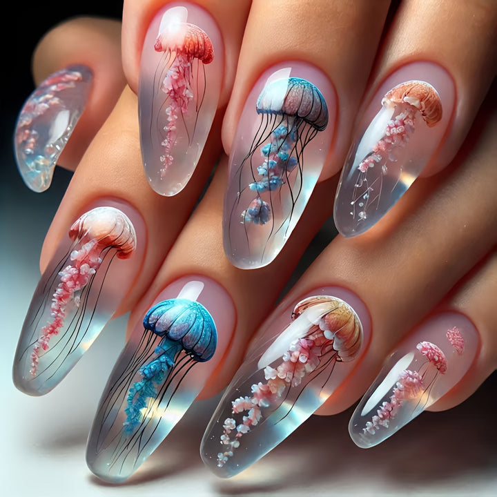 Artistic Jellyfish Design Nail Art Bowlift