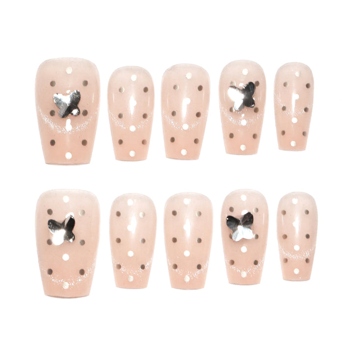 Artful Nail Extensions with Rhinestone Decoration Bowlift