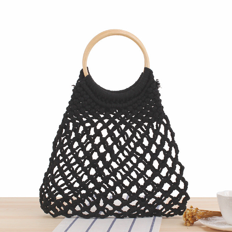Handbag with Artistic Net Design Bowlift