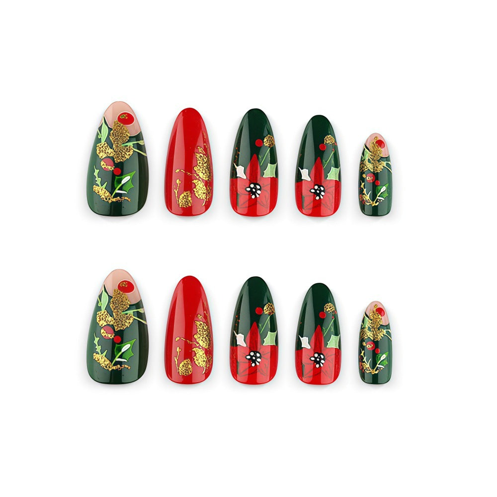 Artificial Nail Set with Festive Design Bowlift