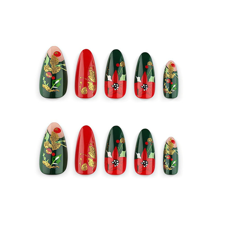 Artificial Nail Set with Festive Design Bowlift