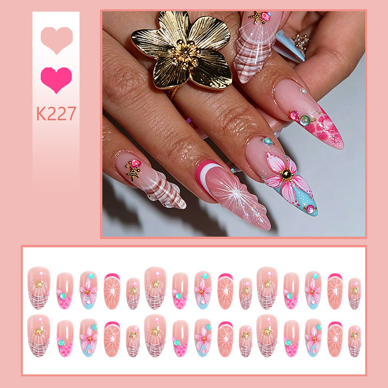 Art nail set with colorful blooming 3D applications Bowlift