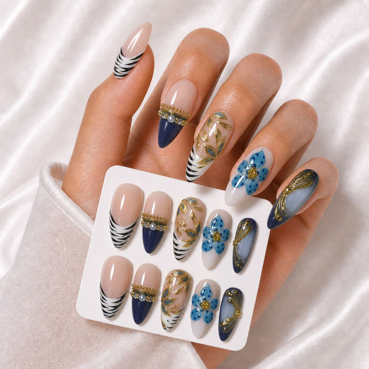 Elegant Artistic Press-On Nail Extensions Bowlift