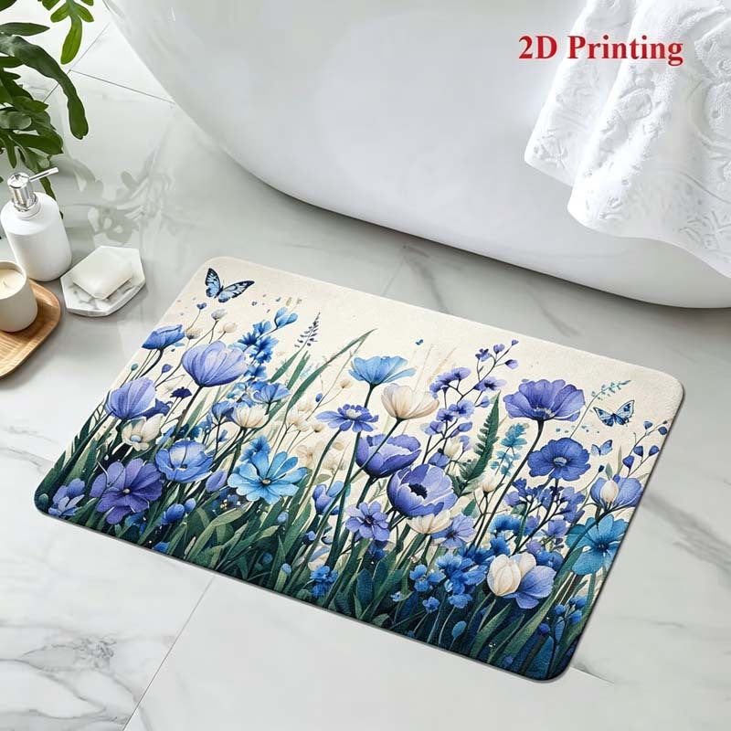 Floral-Themed Comfort Bath Mat Bowlift