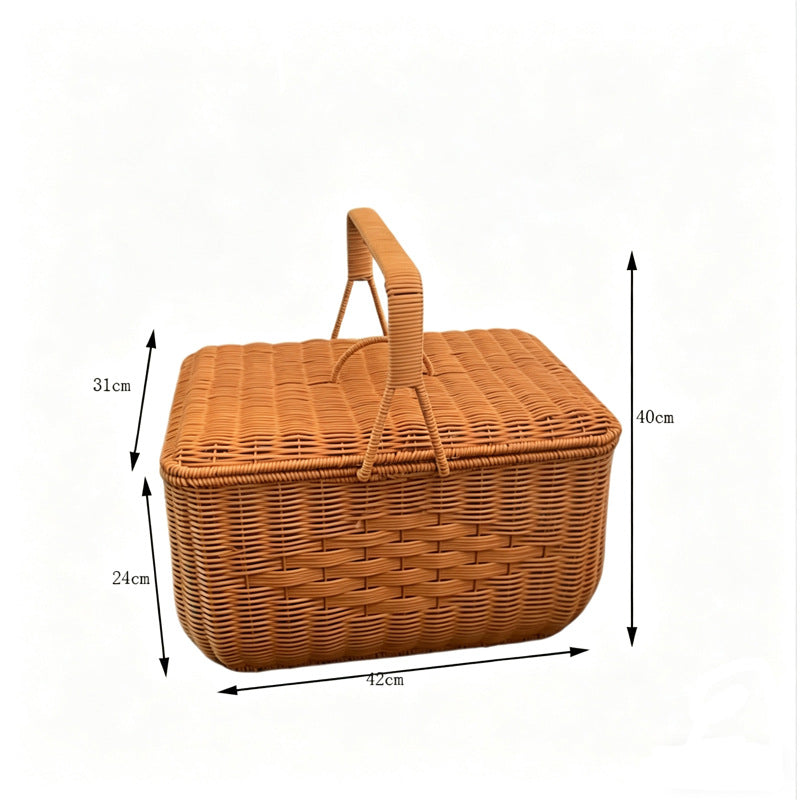 Elegant Woven Picnic Basket Bowlift