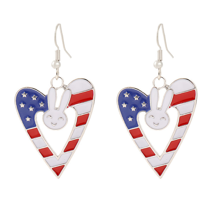 Ladies enamel earrings horseshoe with star stripe motif Bowlift