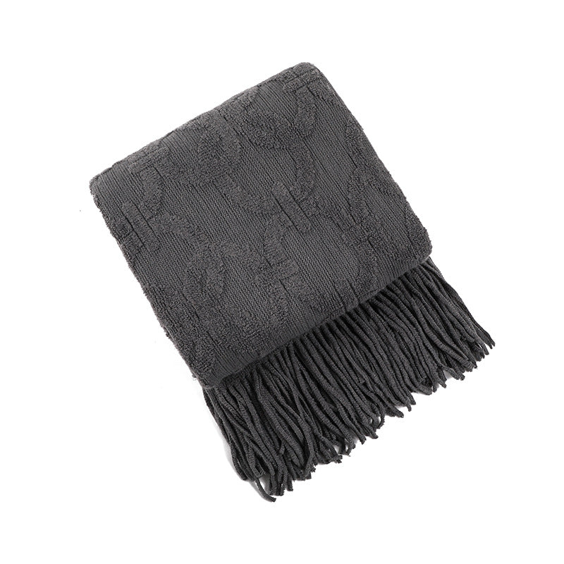 Textured Fringe Throw Blanket
