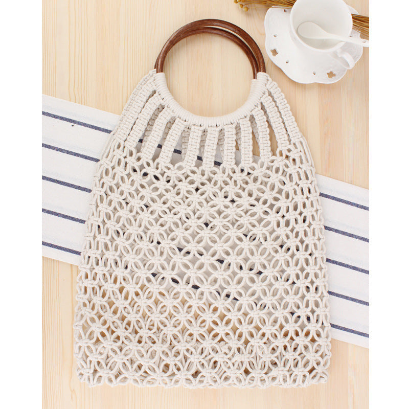 Handbag with Woven Design and Inner Pocket Bowlift