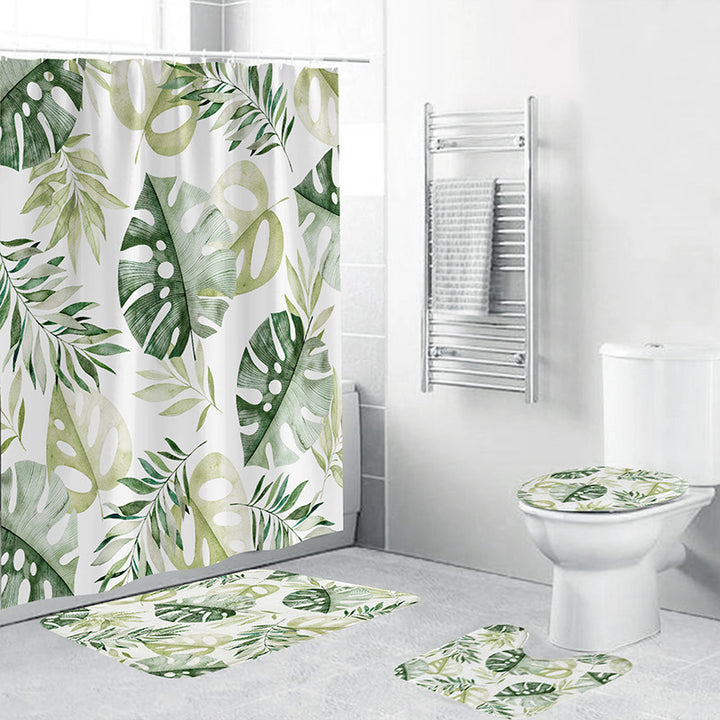 Tropical Leaf Print Bathroom Set Bowlift