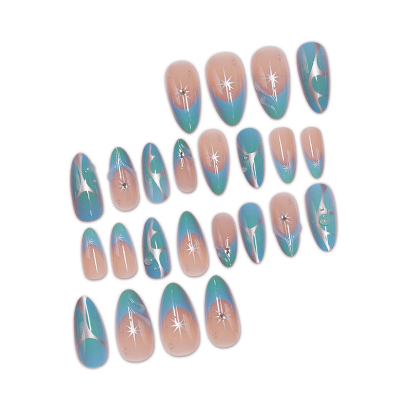 Artistic Stiletto Press-On Nails with Metallic Accents Bowlift