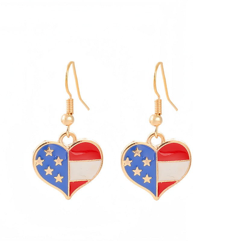 Women's nan patriotic horseshoe enamel dangle earrings with star-accented design and fishhook findings Bowlift