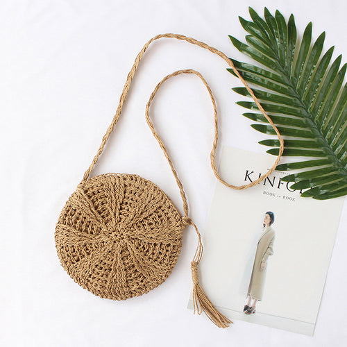 Leather Shoulder Bag Made of Braided Natural Material Bowlift