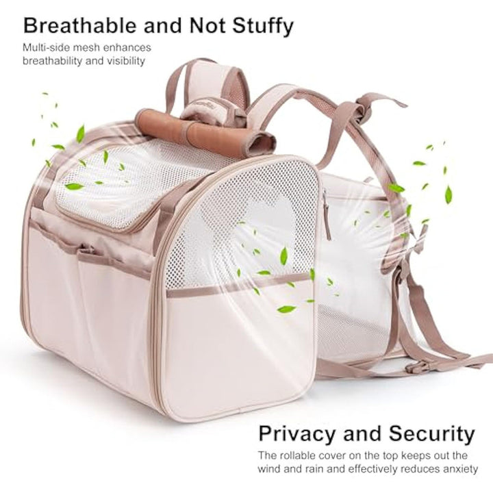Pet Backpack with Ergonomic Carrying System and Breathable Mesh Inserts Bowlift