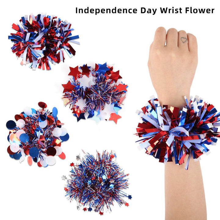 Independence Day festive tinsel pom-pom elastic wrist cuff Bowlift