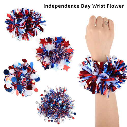 Independence Day festive tinsel pom-pom elastic wrist cuff Bowlift
