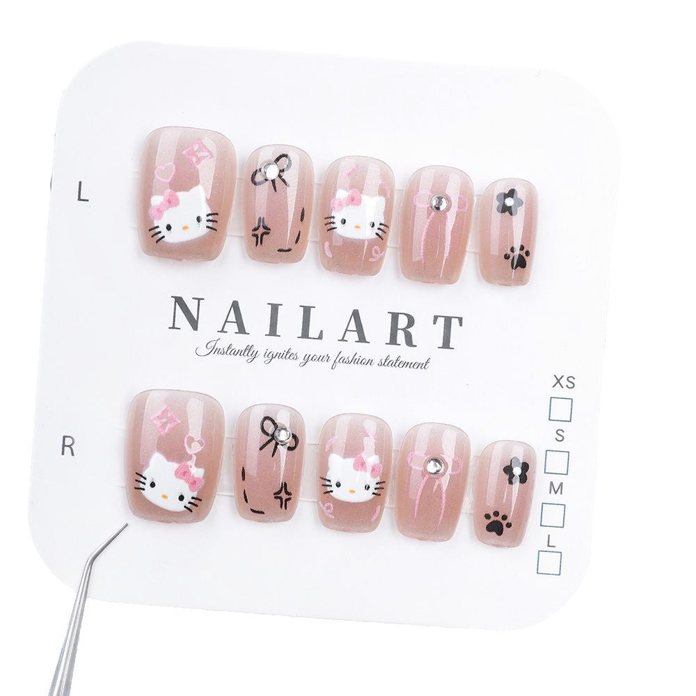 Playful Character-Themed Press-On Nail Set Bowlift