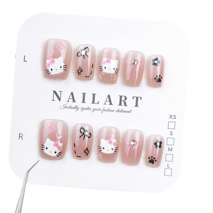 Playful Character-Themed Press-On Nail Set Bowlift