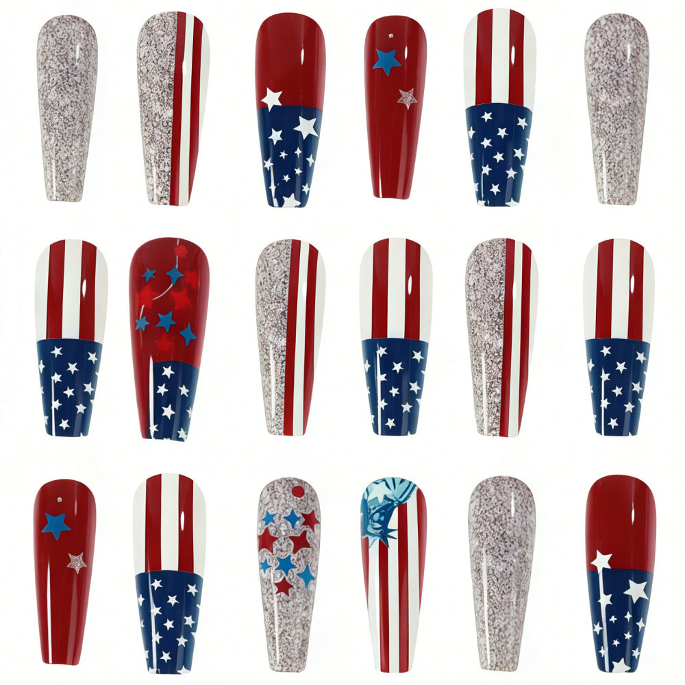 Festive artificial nails with patriotic motifs Bowlift