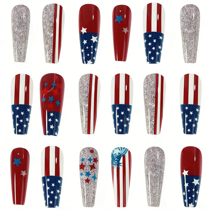 Festive artificial nails with patriotic motifs Bowlift