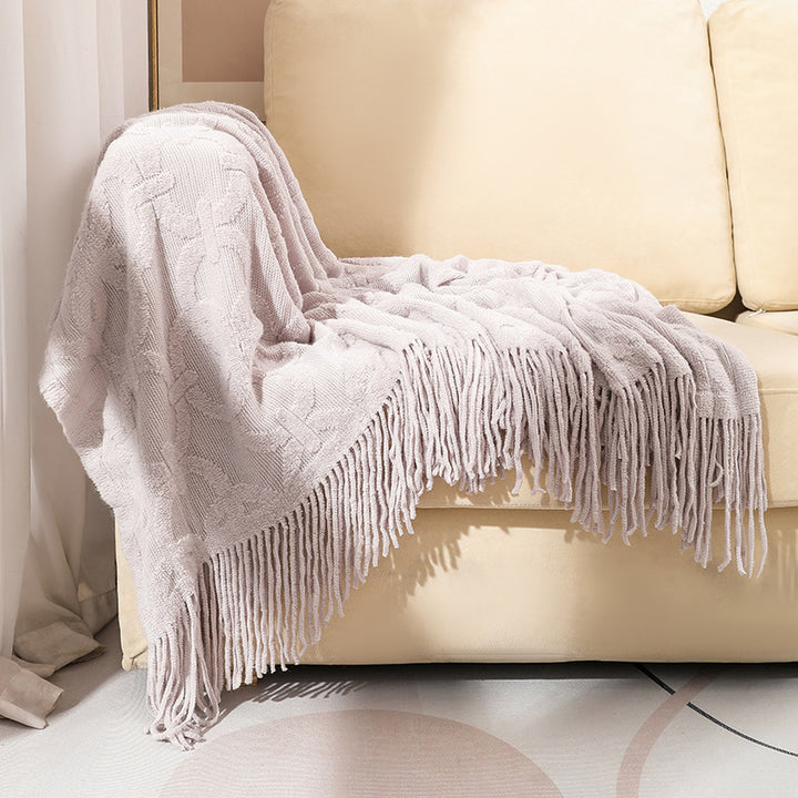 Textured Fringe Throw Blanket
