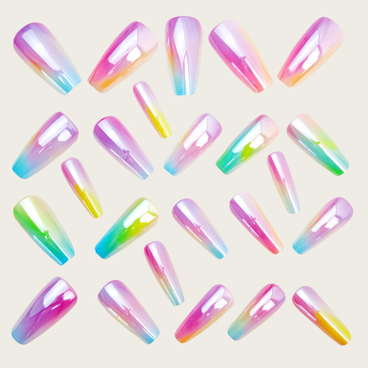 Elegant artificial nails in holographic design Bowlift