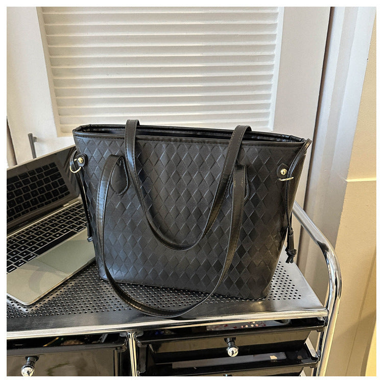 Quilted Pattern Handheld Tote Bag Bowlift