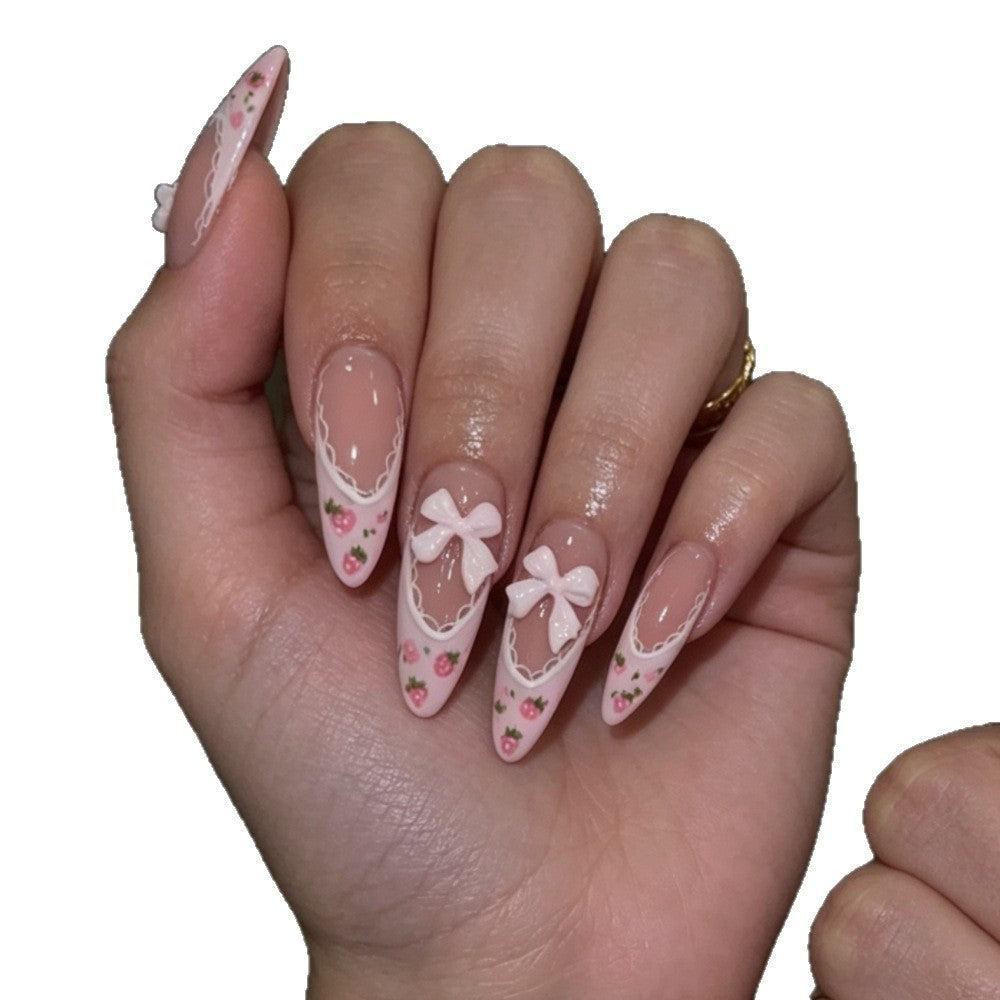 Elegant Stiletto Press-On Nails with Floral and Bow Accents Bowlift