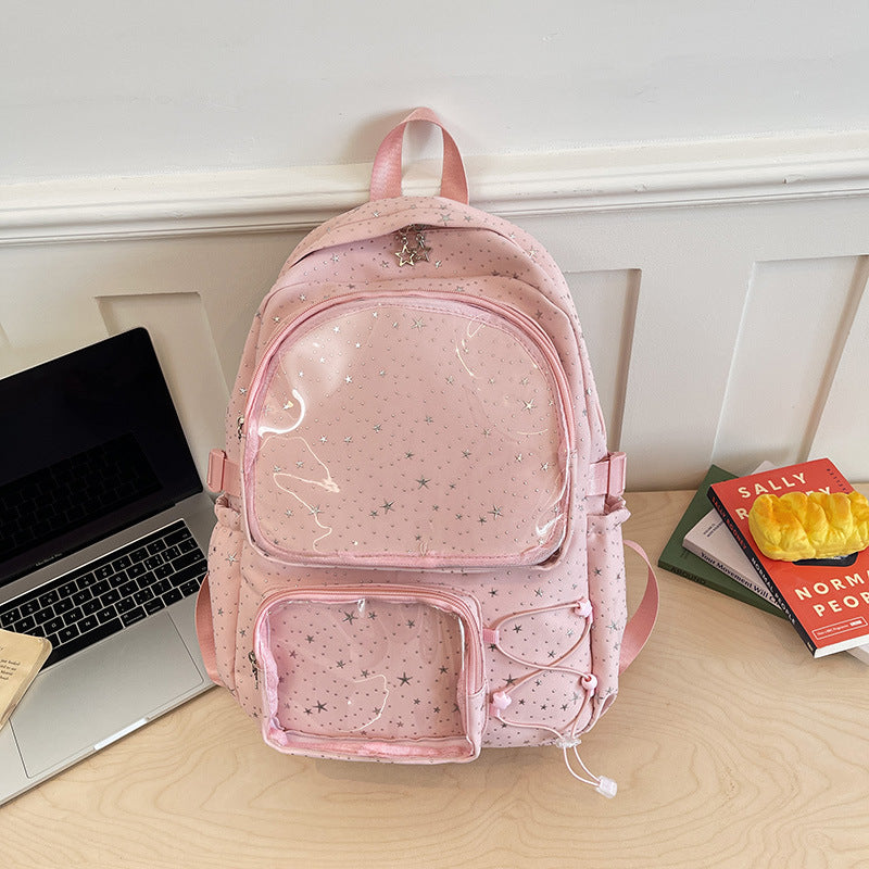 Cosmic-Themed Multi-Pocket Backpack