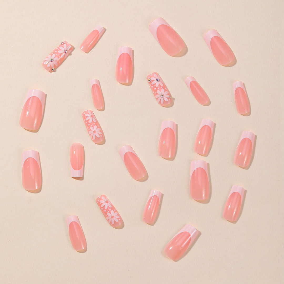 Elegant Floral Accent Nail Art Extensions Bowlift