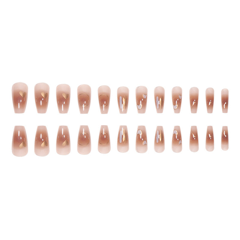 Long Stiletto Press-On Nails with Heart Accents Bowlift