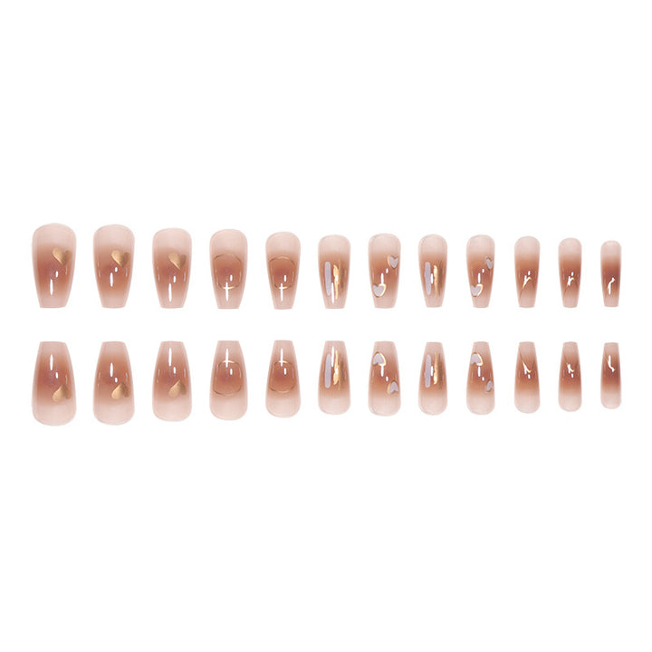Long Stiletto Press-On Nails with Heart Accents Bowlift