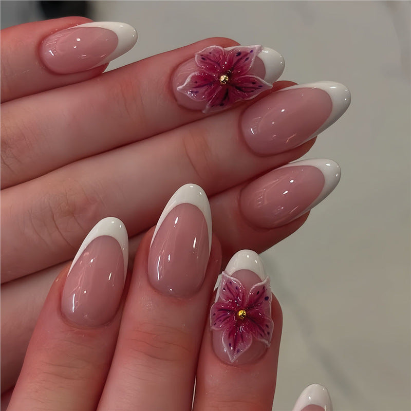 Elegant Floral Press-On Nails Bowlift
