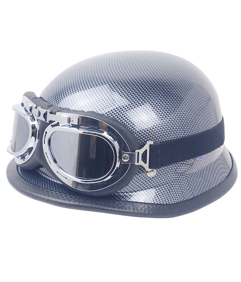 Retro Motorcycle Helmet with Goggles Bowlift