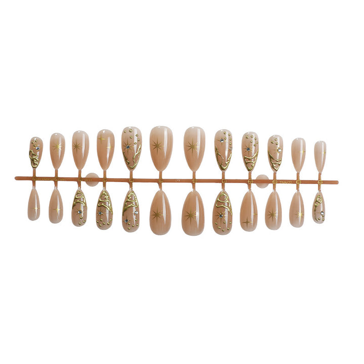 Premium Press-On Nail Set with Intricate Star and Decorative Designs Bowlift