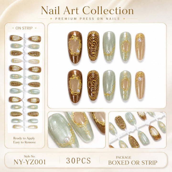 Premium artificial nails with elegant decorations Bowlift