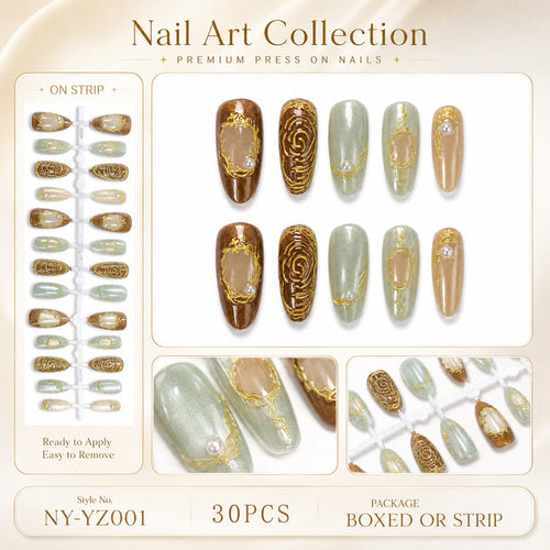 Premium artificial nails with elegant decorations Bowlift