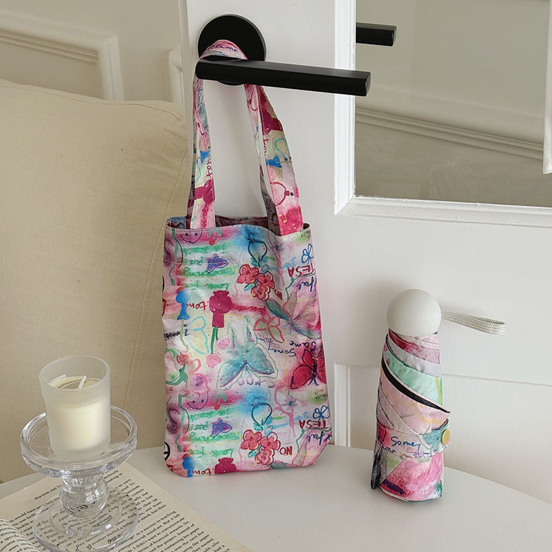 Women Foldable Designer Bag with Creative Art Motif Bowlift