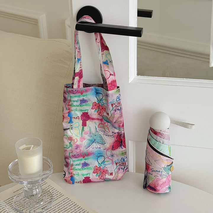 Women Foldable Designer Bag with Creative Art Motif Bowlift