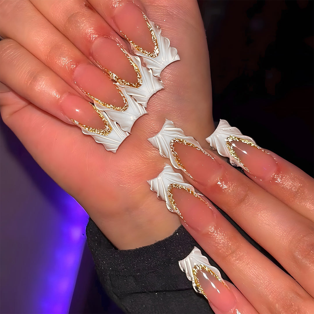 Decorative Long Press-On Nail Extensions Bowlift