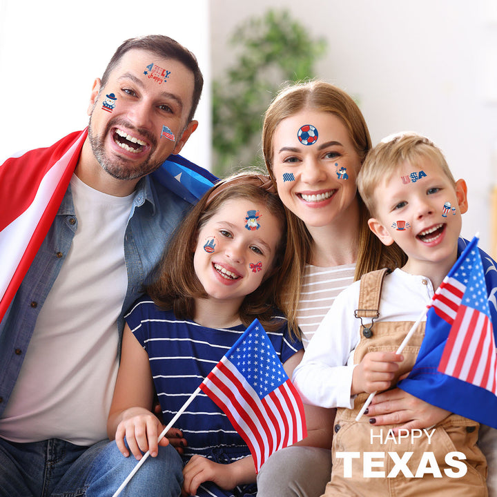 Unisex temporary tattoo sticker set with patriotic USA designs for party decoration Bowlift